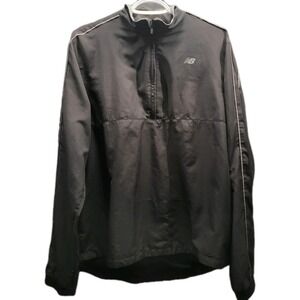 New Balance Jacket Mens Large Black Windbreaker Mesh Lined Water Resistant